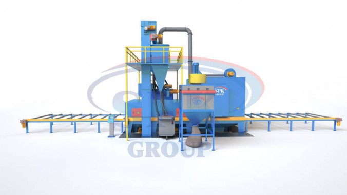 Дробемётная установка проходного типа с рольгангом для очистки металлопроката SPK D 15.6.11-R