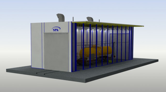 Окрасочно-сушильная камера проходного типа уличного исполнения SPK-18.11.8. 