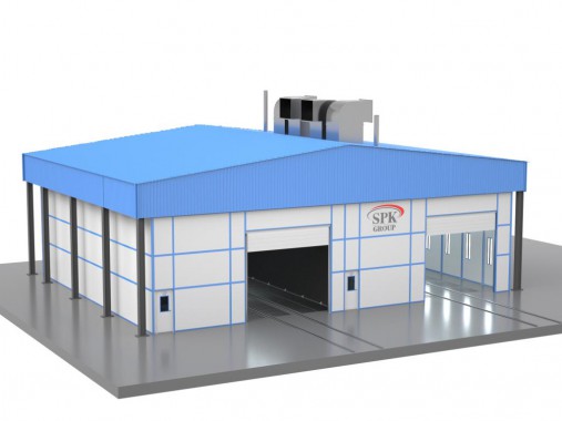 Уличный комплекс подготовки, покраски и сушки поверхности металлоконструкций различного профиля SPK