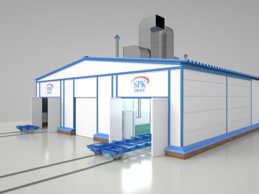 Уличный комплекс подготовки, покраски и сушки SPK для металлоконструкций 