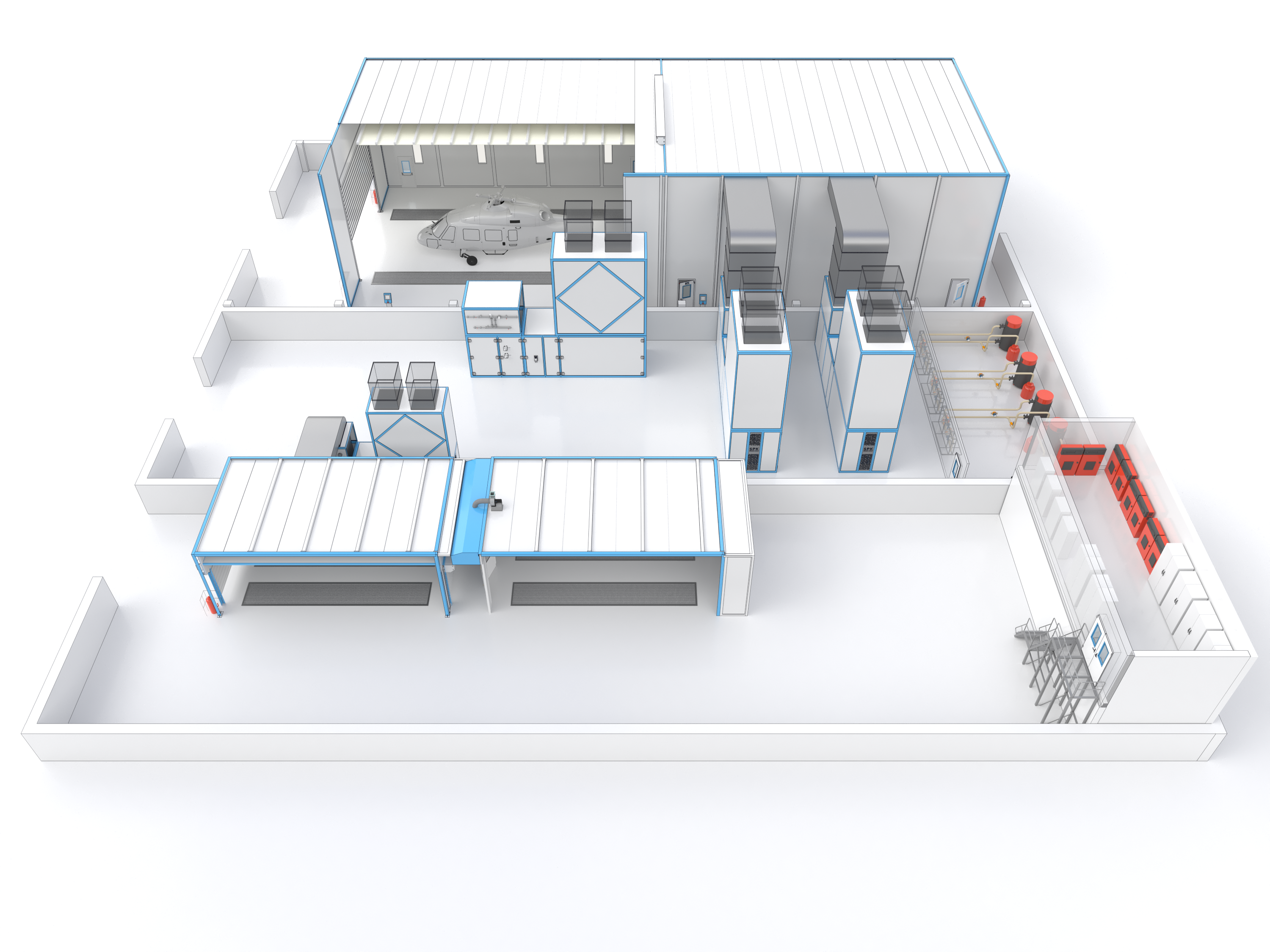 линия окраски вертолетов