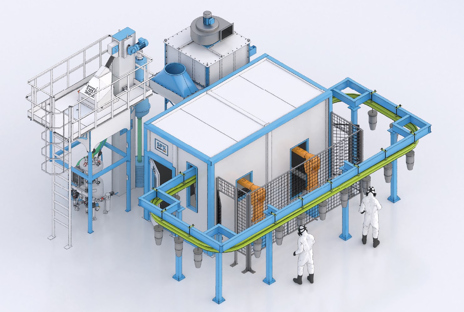 камера дробеструйной обработки роботом